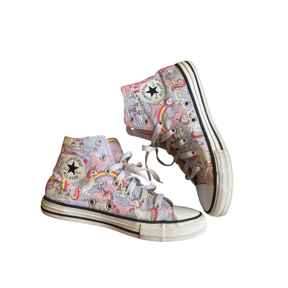 Girl’s size 3 Converse Chuck Taylors Neon Unicorn Rainbow Shoes